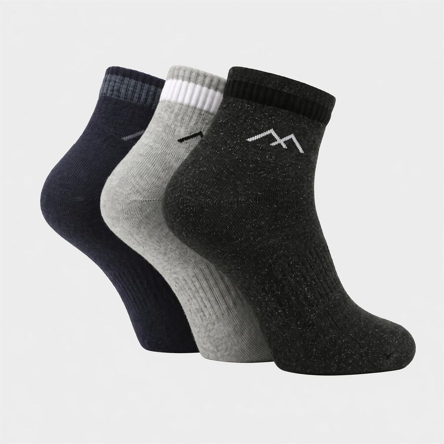 Men's Ankle Length Pack of 3 Socks ( Grey, Navy, Black ), Navy Blue, large