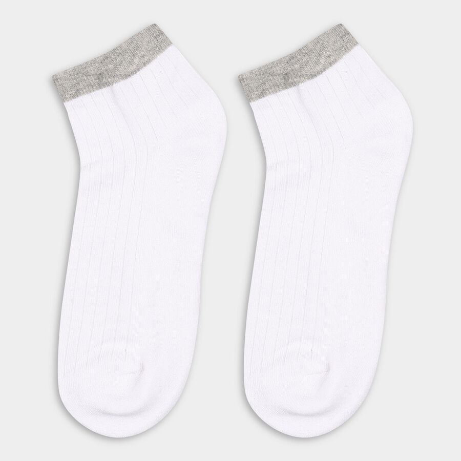 Men's Black, White, and Grey Ribbed Ankle Socks, Black, large image number null