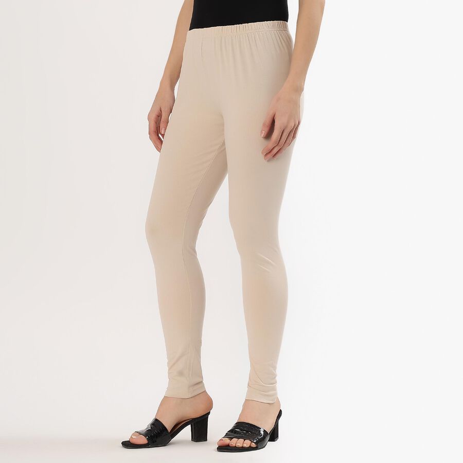 Women's Beige Cotton Blend Stretchable Churidar, Beige, large
