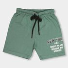 Boys' Muted Sage Green Printed Elastic Waist Bermuda Shorts, Dark Green, small image number null