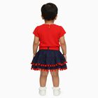 Infants' Bright Red Cotton Puff Sleeve Top and Layered Skirt Set, लाल, small