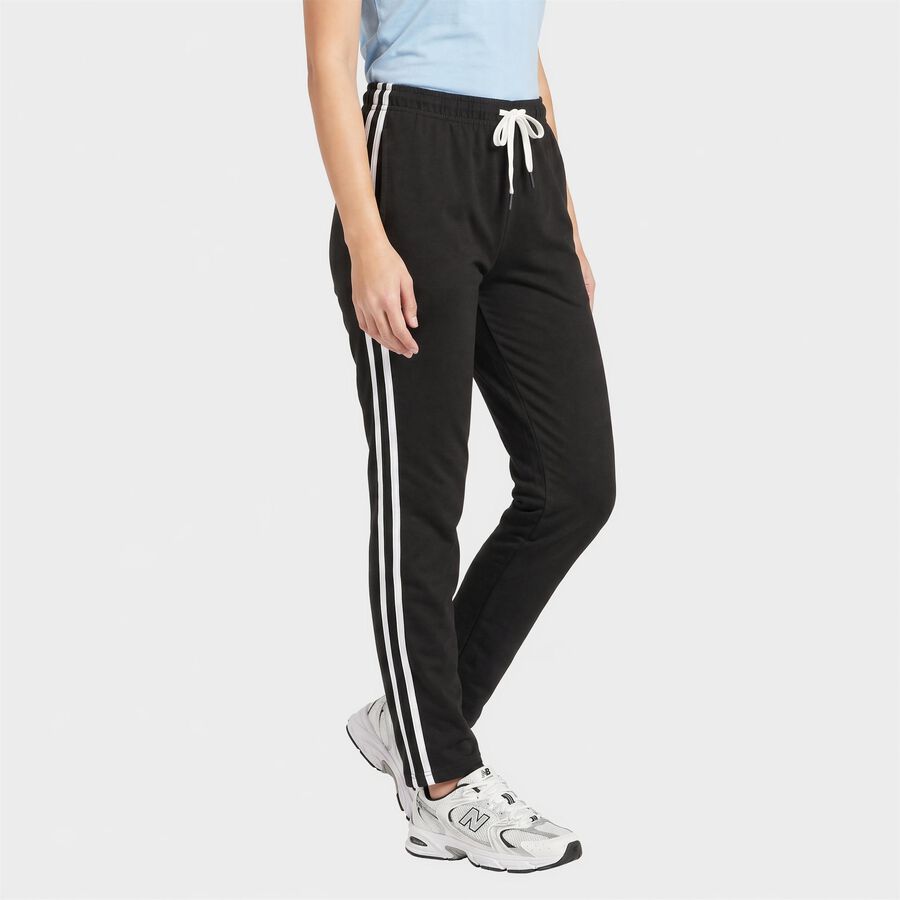 Women's Dark Grey Regular Fit Side-Striped Track Pants, Dark Grey, large