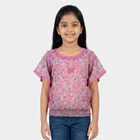 Girls Pink Round Neck Casual T-Shirt, Light Pink, small
