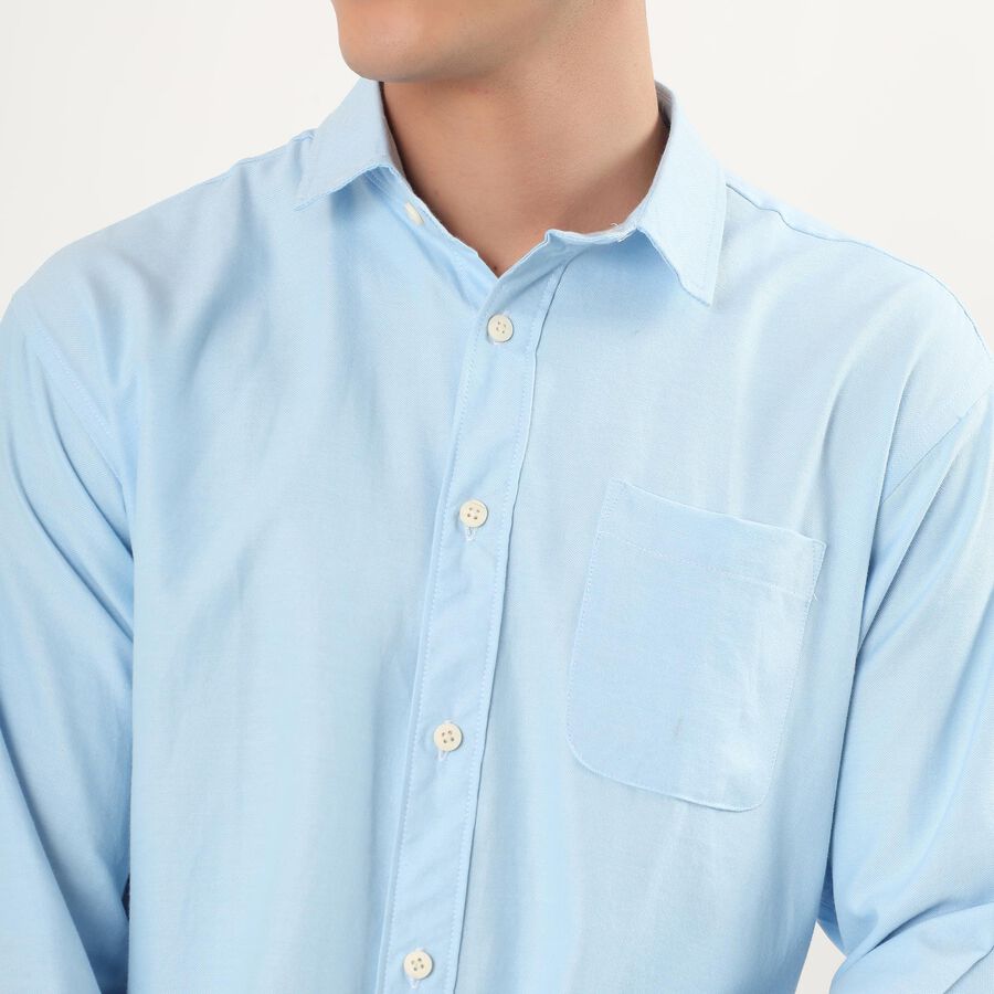 Men's Light Sky Blue Classic Casual Shirt, एक्वा, large