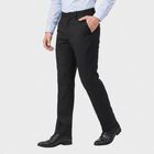 Men's Black Slim Fit Flat-Front Formal Trousers, Black, small