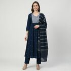 Women's Midnight Navy Classic Ethnic Set, टील ब्लू, small