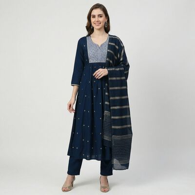 Women's Midnight Navy Classic Ethnic Set