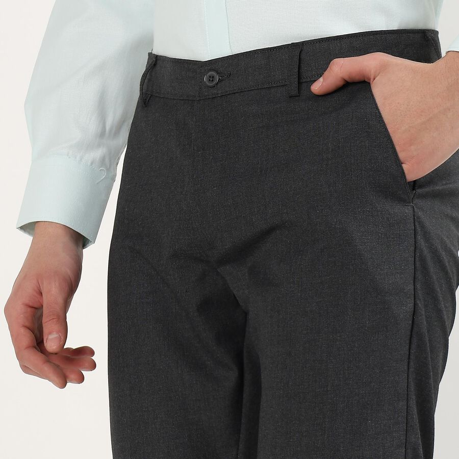 Men's Gray Slim Fit Formal Trousers, Dark Grey, large