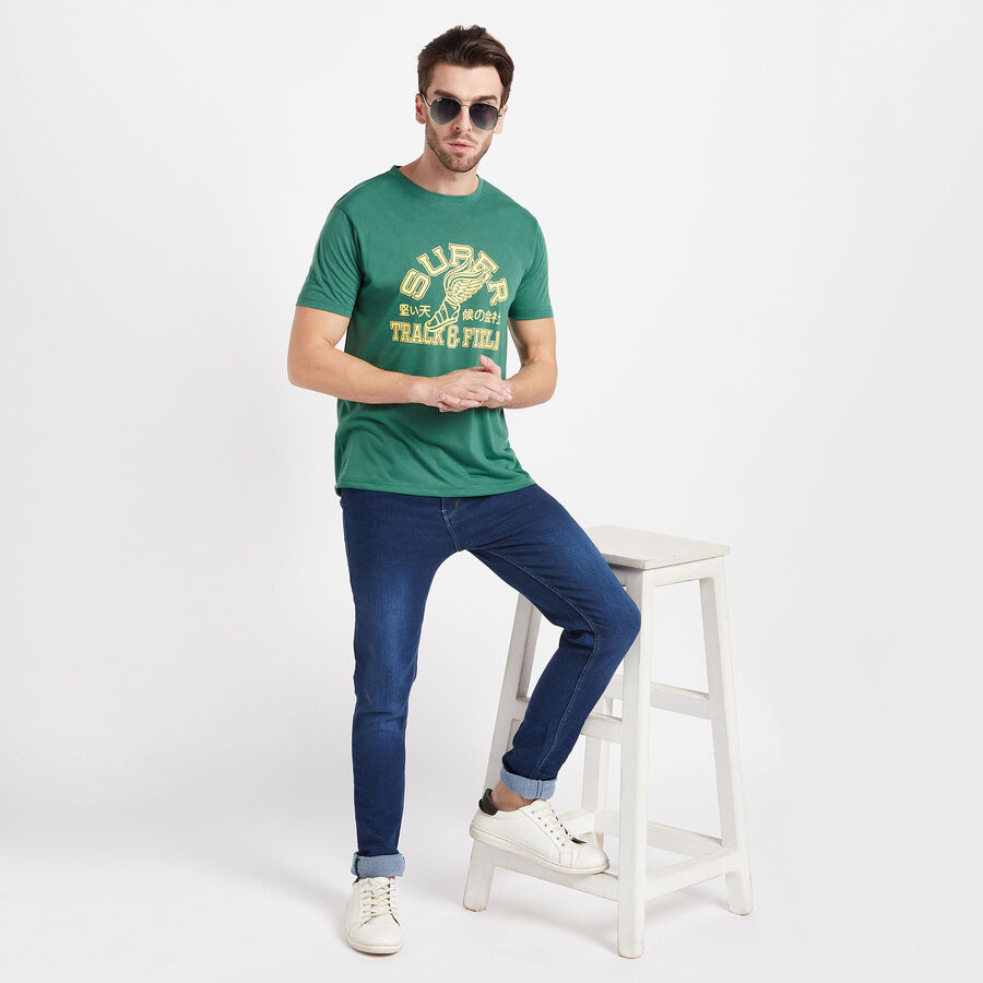 Round Neck T-Shirt, Dark Green, large image number null