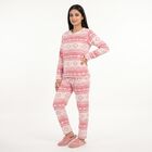 Women's Pink Straight Fit Geometric Printed Pyjama Set , हल्का गुलाबी, small