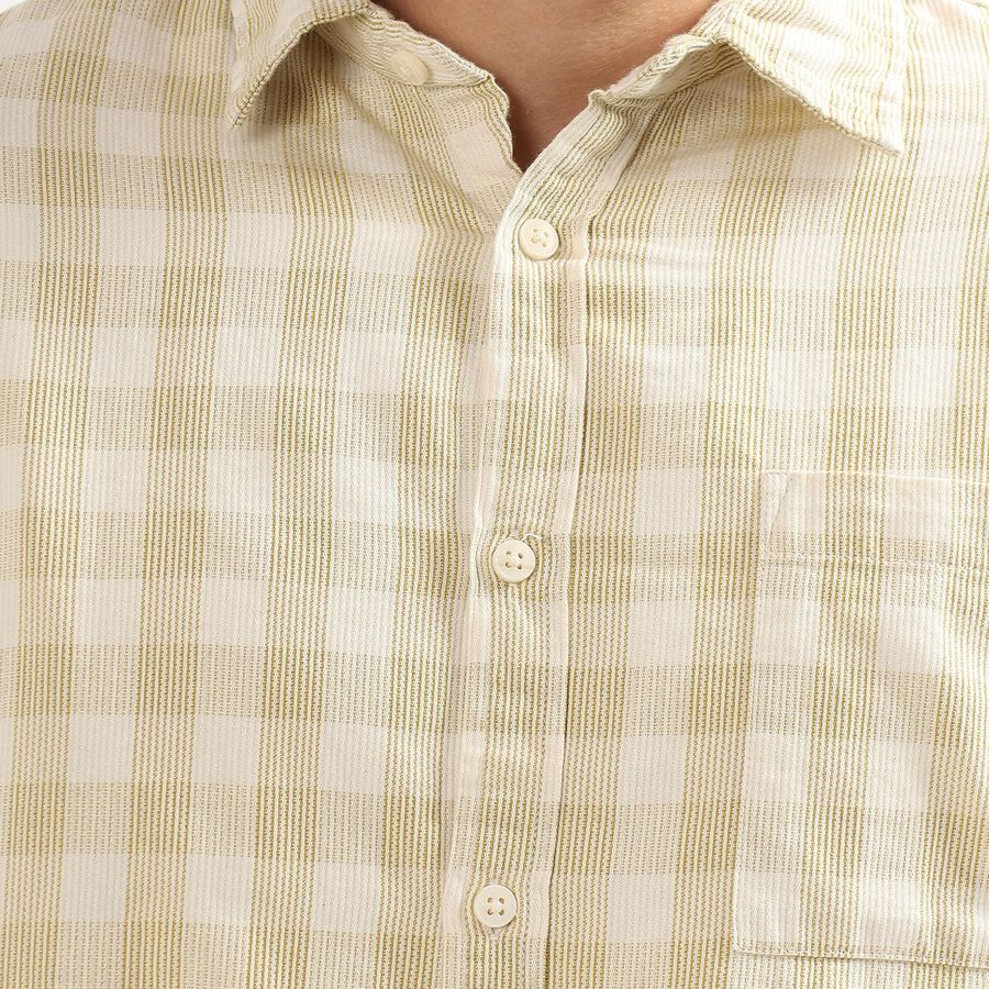 Men's Light Green Cotton Regular Collar Casual Shirt, Light Green, large image number null