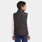 Boys Black Stand Collar Puffer Jacket, Black, small