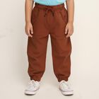 Boys Rust Brown Regular Fit Jogger Trousers, भूरा, small image number null