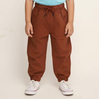 Boys Rust Brown Regular Fit Jogger Trousers