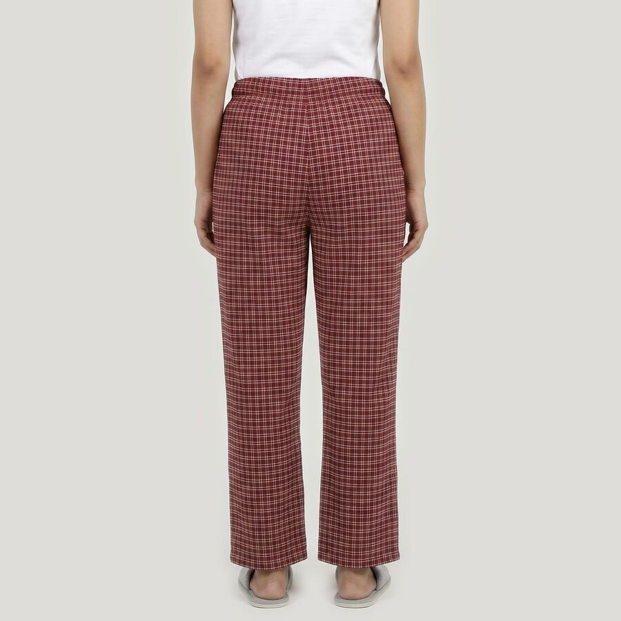 Women's Maroon Straight Fit Checked Lounge Pyjama, मरून, large
