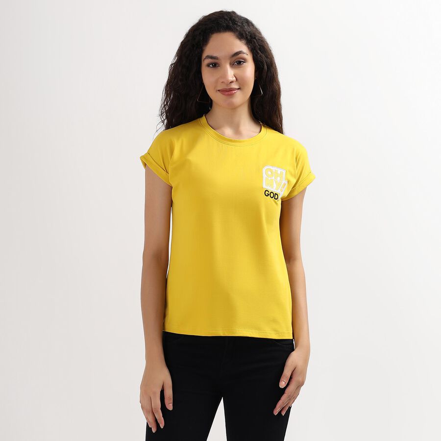 Ladies' Round Neck T-Shirt , Mustard, large image number null