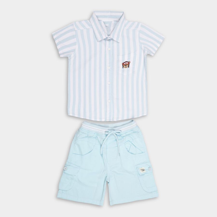 Boys' 100% Cotton Woven Baba Suit, Light Blue, large image number null