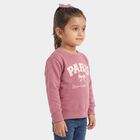 Girls Pink Crew Neck Pullover Sweatshirt, गुलाबी, small