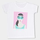 Girls' Bright Eggshell White Crew Neck Casual T-Shirt, Off White, small image number null