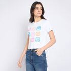 Ladies' 100% Cotton Crop  Top, White, small
