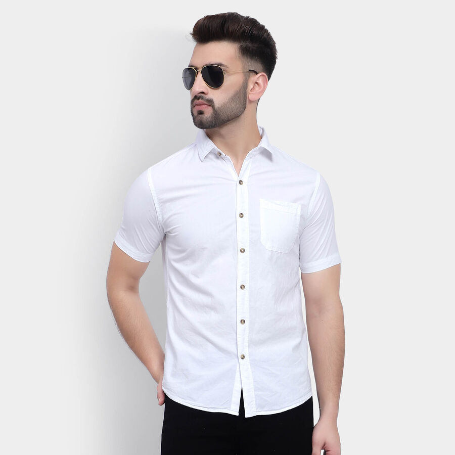 Cotton Solid Casual Shirt, White, large image number null