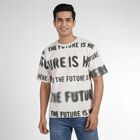 Men's Off-White Round Neck Casual T-Shirt, Off White, small