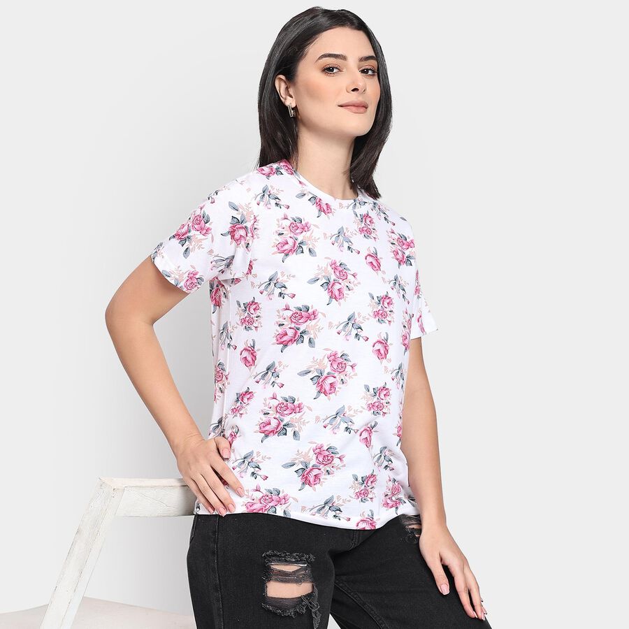 Ladies' Round Neck T-Shirt, White, large image number null