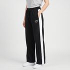 Women's Black Straight Fit Side-Striped Track Pants, Black, small