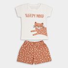 Girls' 100% Cotton Night Suit , White, small