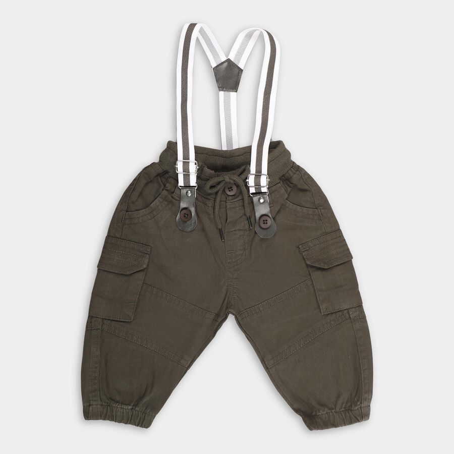 Infants' Dark Olive Green Jogger Fit Ribbed Waist Trousers, Olive, large