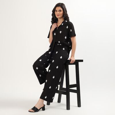 Women's Black Printed Co-ord Set