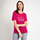 Cotton Round Neck T-Shirt, Fuchsia, small image number null
