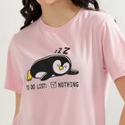 Women's Light Pink Round Neck Graphic Print T-Shirt, Pink, small image number null