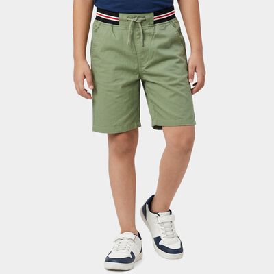 Boys' Olive Cotton Regular Fit Bermuda Shorts