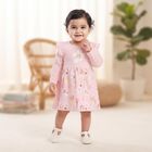 Infants' Pink Floral Printed Fit and Flare Frock, Light Pink, small