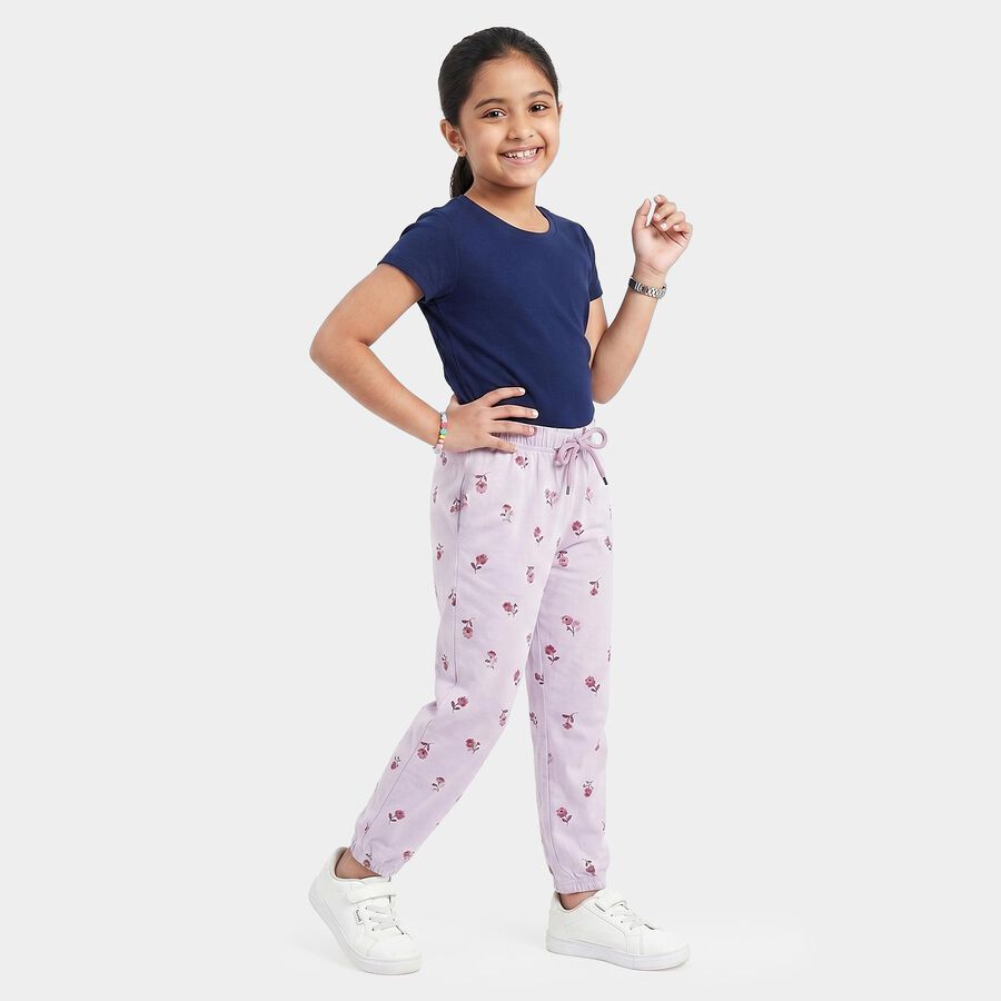 Girls' Lavender Jogger Floral Printed Pyjama, Lilac, large
