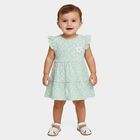 Infants' Mint Green Regular Fit Floral Printed Tiered Frock, Light Green, small