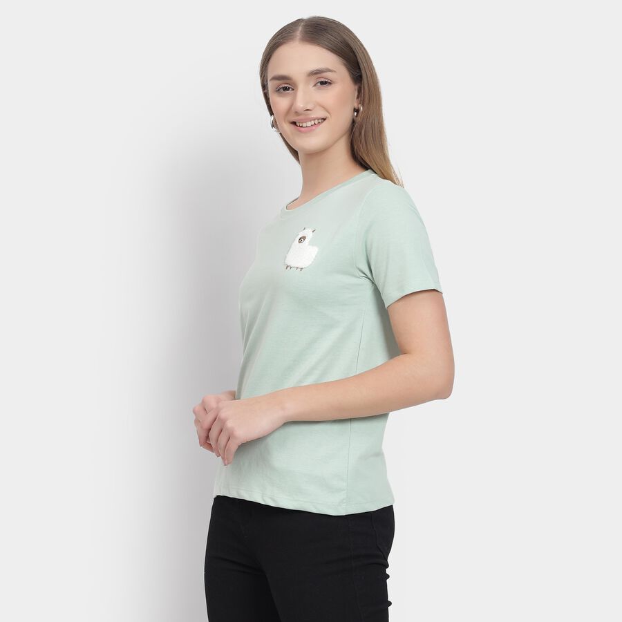 Ladies' Round Neck T-Shirt , हल्का हरा, large image number null