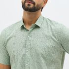 Men's Light Sage Green Cotton Half Sleeve Classic Casual Shirt, Light Green, small image number null