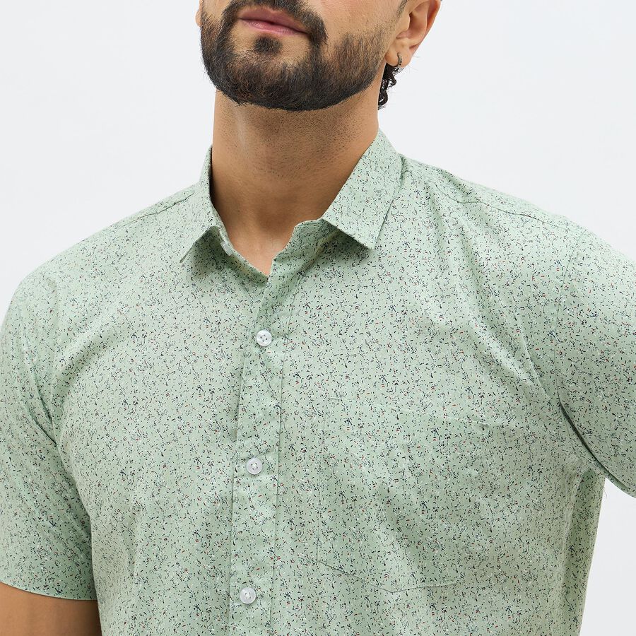 Men's Light Sage Green Cotton Half Sleeve Classic Casual Shirt, Light Green, large image number null