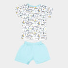 Infants Cotton Printed Baba Suit, White, small image number null