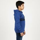 Boys Bright Royal Blue Hooded Neck Casual Sweatshirt, मध्यम नीला, small image number null