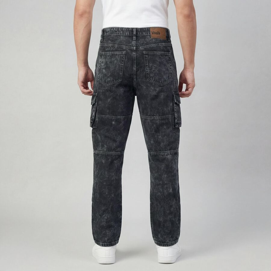 Men's Black Regular Fit Classic Jeans, काला, large