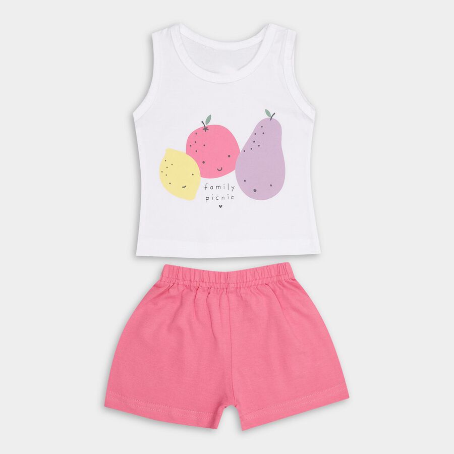 Infant Girls' 100% Cotton Short Set , गुलाबी, large
