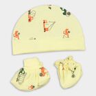 Infants' 100% Cotton Gift Set (Cap, Mittens, Booties), Yellow, small