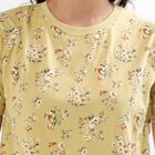 Women's Muted Mustard Yellow Round Neck Floral T-Shirt, Khaki, small image number null