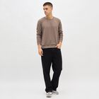 Men's Muted Brown Crew Neck Casual Sweatshirt, Brown, small image number null