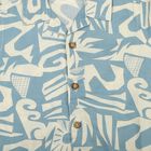 Boys Light Blue 100% Cotton Cuban Collar Printed Baba Suit, हल्का नीला, small