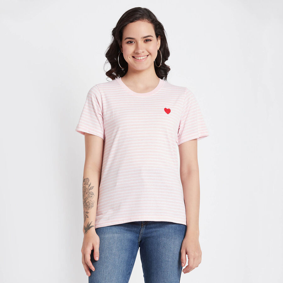 All Over Print Round Neck T-Shirt, Light Pink, large image number null