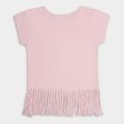 Girls' 100% Cotton T-Shirt , हल्का गुलाबी, small